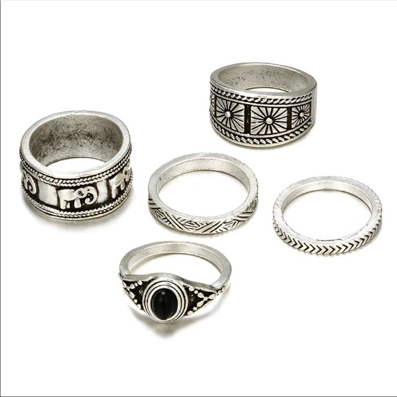 • Keira • Boho Ring Set 5 Pc. - Picture 2 of 3